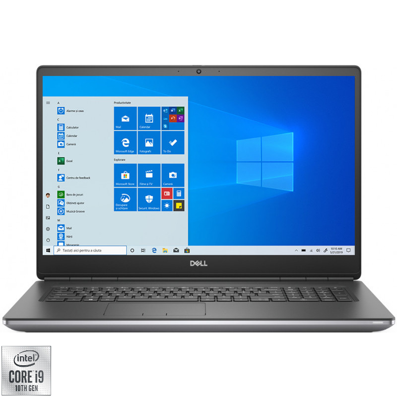 Laptop DELL 17.3” Precision 7750 (seria 7000), UHD, Procesor Intel® Core™ i9-10885H (16M Cache, up to 5.30 GHz), 32GB DDR4, 2TB SSD, Quadro RTX 3000 6GB, Win 10 Pro, Grey, 3Yr BOS Dell imagine noua idaho.ro