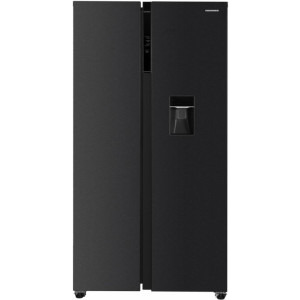 Frigider Side By Side Heinner HSBS-HM592NFDXWDE++, 592 L, Clasa E, Total No Frost, Inverter, Multi Air-Flow, InoxCool, MultiClimate, Touch Control, Display LED, Dozator de apa, 178 cm, Antracit