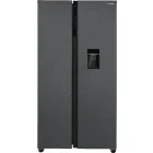 Frigider Side By Side Heinner HSBS-HM592NFDXWDE++, 592 L, Clasa E, Total No Frost, Inverter, Multi Air-Flow, InoxCool, MultiClimate, Touch Control, Display LED, Dozator de apa, 178 cm, Gri Antracit Texturat