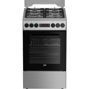 Aragaz Beko FSMT52320DXON, Mixt, 4 arzatoare, Sistem de siguranta, Aprindere integrata, SteamShine Cleaning, 3D Cooking, Grill, Rotisor, Clasa A, 50 cm, Inox