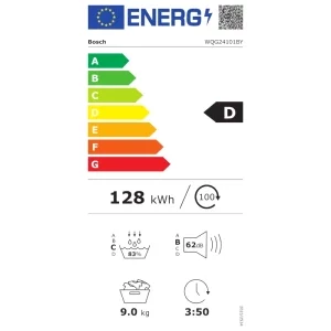 Bosch WQG24101BY, Pompa de caldura, 9 kg, Clasa D, AutoDry, SensitiveDrying, Alb