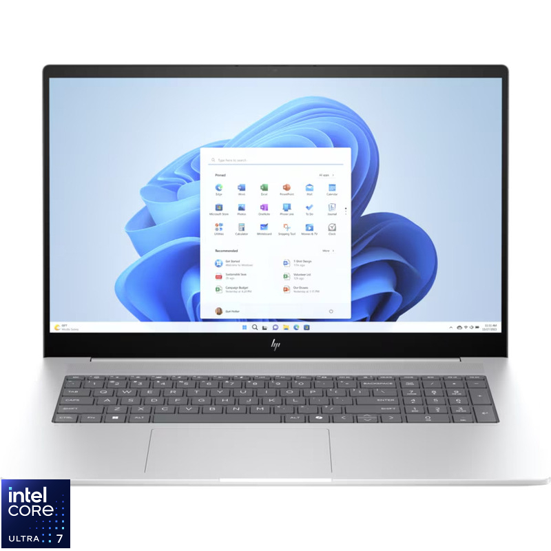 Laptop HP 17.3'' ENVY 17-da0020nn, FHD IPS Touch, Procesor Intel® Core™ Ultra 7 155H (24M Cache, up to 4.80 GHz), 16GB DDR5, 1TB SSD, Intel Arc, Win 11 Home, Glacier Silver