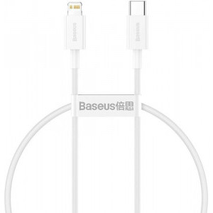 Cablu de date / adaptor Baseus Superior CATLYS-02, USB-C Male la Lightning Male, 0.25 m, White