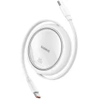 Cablu de date / adaptor Baseus Free2Pull, USB-C Male la USB-C Male, 100 W, Retractabil, 1 m, White