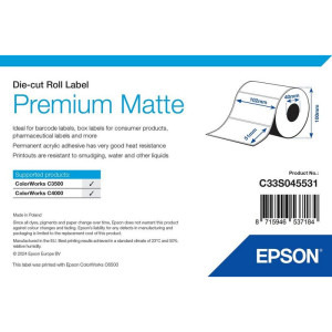 Consumabil Epson Rola etichete pretaiate mate premium C33S045531, 102 mm x 51 mm, 650 etichete