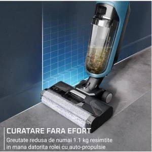 Rowenta X-Clean 2 GZ2271E0, vertical cu mop, 120W, 0.44L, Albastru/Negru