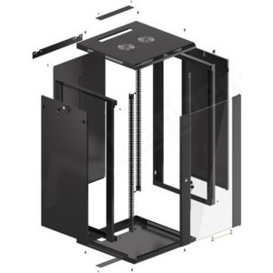 Lanberg WF01-6622-10B 22U, Wall mount, 600 x 600, Glass door, Negru