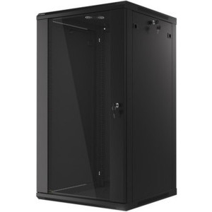 Lanberg WF01-6622-10B 22U, Wall mount, 600 x 600, Glass door, Negru
