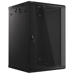 Lanberg WF01-6618-10B 18U, Wall mount, 600 x 600, Glass door, Negru