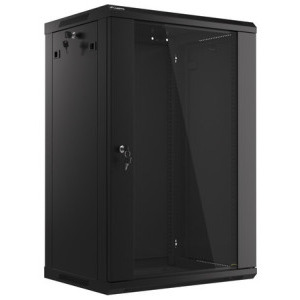 Lanberg WF01-6418-10B 18U, Wall mount, 600 x 450, Glass door, Negru