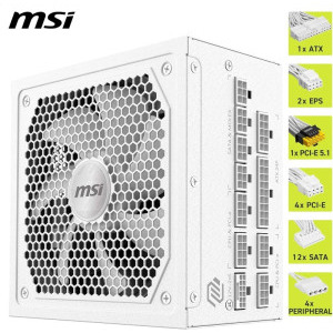 MSI MAG A1000GL PCIE5 WHITE, 80+ Gold, 1000W