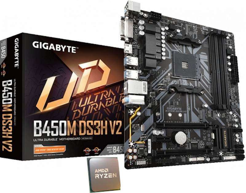 Procesor AMD Ryzen 5 3600 3.6GHz + Placa de baza GIGABYTE B450M DS3H V2 (Starter KIT)