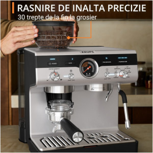 Krups manual Precision XP801T10, 1000W, 15bar, Negru/Argintiu