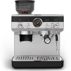 Espressor de cafea Krups manual Precision XP801T10, 1000W, 15bar, Negru/Argintiu