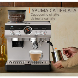 Krups manual Precision XP801T10, 1000W, 15bar, Negru/Argintiu