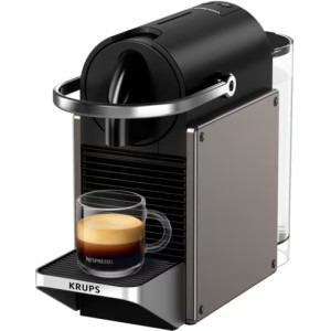 Espressor de cafea Nespresso by Krups Pixie Titan XN306T10, 1260W, 19bar, 0.9L, Negru/Gri