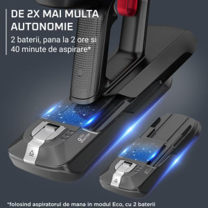 Rowenta X-Force Flex 15.60 RH99G3WO, vertical cu mop, 380W, 0.65L, Negru