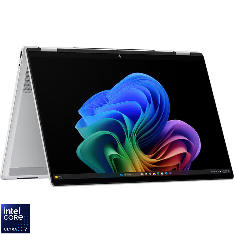 Laptop HP 16'' OmniBook X FlipNGAI 16-as0023nn, 1920 x 1200 IPS Touch, Procesor Intel® Core™ Ultra 7 256V (12M Cache, up to 4.80 GHz), 16GB LPDDR5X, 1TB SSD, Intel Arc 140V, Win 11 Home, Glacier Silver