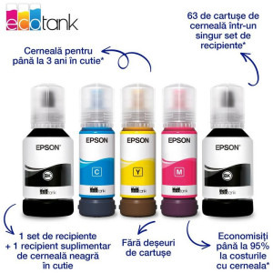 Epson EcoTank L6360, InkJet CISS, Color, Format A4, Duplex, Retea, Wi-Fi