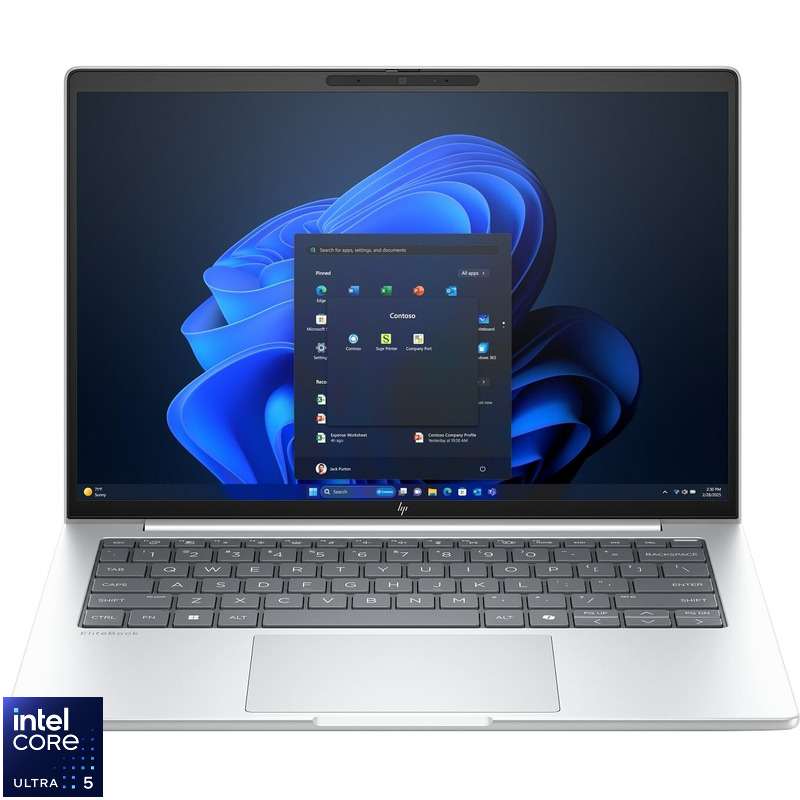 Laptop HP 14'' EliteBook 8 G1i 14, WUXGA IPS, Procesor Intel® Core™ Ultra 5 228V (8M Cache, up to 4.50 GHz), 32GB LPDDR5X, 512GB SSD, Intel Arc 130V, Win 11 Pro, Glacier Silver