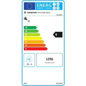Ariston electric Velis Dune 100 EU, 1500 W, 100 L, Control electronic, Functie Eco Evo, Protectie ioni de argint, Anod de magneziu, Alb