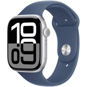 Apple Watch Series 10, 46mm Carcasa Aluminium Silver, Denim Sport Band - S/M