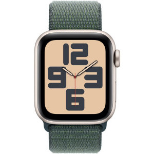 Apple Watch SE (2024), GPS, 44mm Aluminium Starlight cu Lake Green Sport Loop