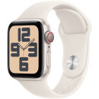 SmartWatch Apple Watch SE (2024), 40mm Aluminium Starlight cu Starlight Sport Band - M/L, GPS + Cellular