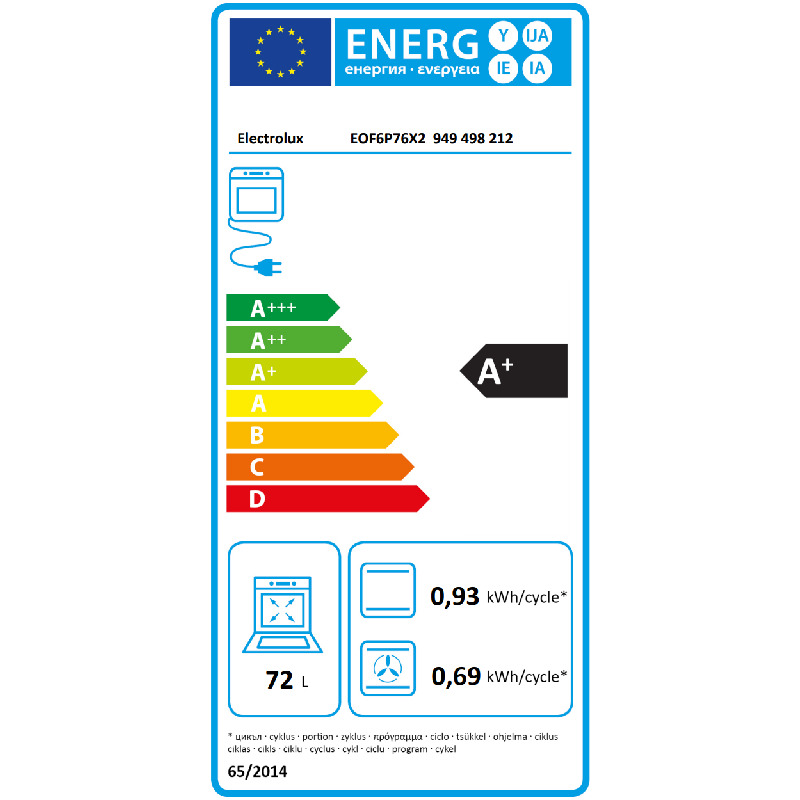 Cuptor incorporabil Electrolux EOF6P76X2, Electric, 72 L, Autocuratare pirolitica, SurroundCook, Grill, Timer, Clasa A+, Inox