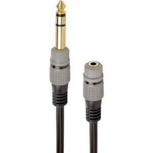 Cablu audio Gembird Jack 6.35 mm Male - Jack 3.5 mm Female, 0.2m, negru-gri