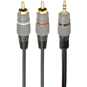 Cablu audio Gembird Jack 3.5 mm Male - 2x RCA Male, 2.5m, negru-gri