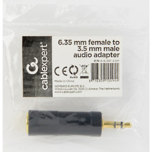 Gembird 1x Jack 3.5 mm Male - 1x Jack 6.35 mm Female, negru