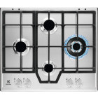 Plita incorporabila Electrolux KGS64562SX, Gaz, 4 arzatoare, Wok, Aprindere electrica integrata, Gratare fonta, 60 cm, Inox