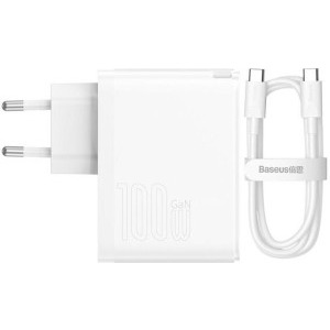 Incarcator retea Baseus GaN5 Pro, 1x USB, 1x USB-C, Quick Charge 100W, White