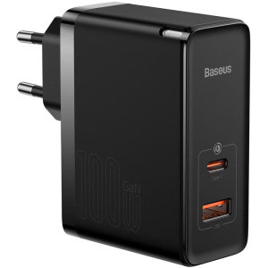 Baseus GaN5 Pro, 1x USB, 1x USB-C, Quick Charge 100W, Black