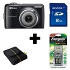Nikon CoolPix L23 black + SD 2GB +  Bundle Nikon - husa si incarcator
