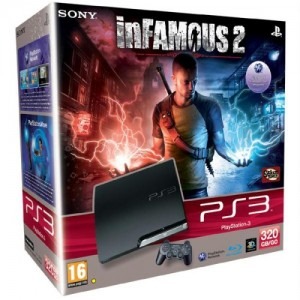 Sony PlayStation 3 320GB slim black + joc Infamous 2