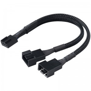 AKASA Cablu PWM 4-pini M - 2x 4-pini F, 15cm, negru