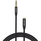 Cablu audio Vention Jack 3.5 mm Male - Jack 3.5 mm Female, 0.5m, negru