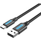 Cablu de date / adaptor Vention USB Male la USB-C Male, 2 m, Black, amperaj maxim suportat 3A