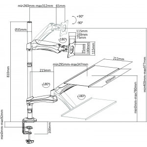 Logilink BP0030, 13 - 27 inch, negru, piston gaz