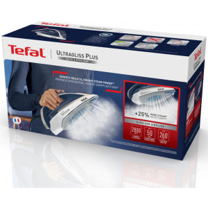 Tefal Fier de calcat Ultragliss Plus FV6812E0, 2800W, 260g/min, Alb/Albastru