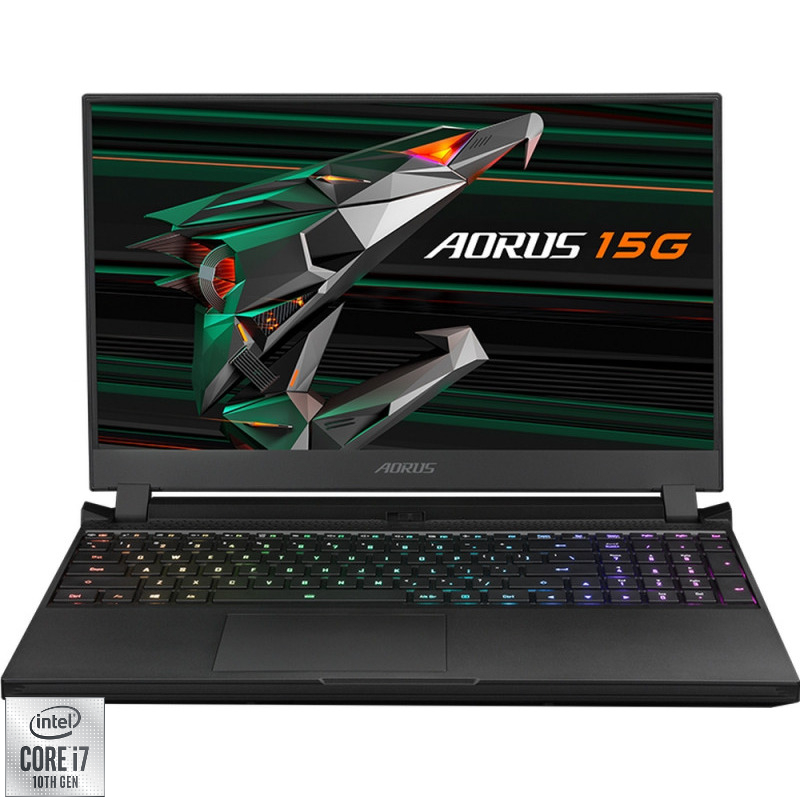 Laptop GIGABYTE Gaming 15.6'' AORUS 15G KC, FHD 240Hz, Procesor Intel® Core™ i7-10870H (16M Cache, up to 5.00 GHz), 16GB DDR4, 512GB SSD, GeForce RTX 3060 6GB, Win 10 Home, Black