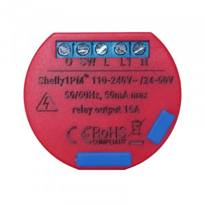 Shelly 1PM inteligent pentru automatizari, Wi-Fi, 16 A, Control aplicatie, Control vocal