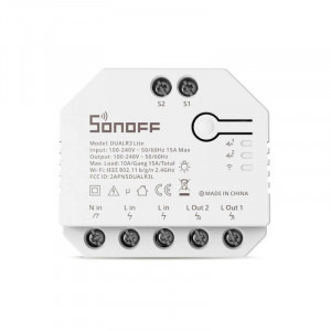 Releu Sonoff Dual R3 Lite cu 2 canale, Programari, Wi-Fi