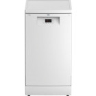 Masina de spalat vase Beko BDFS15020W, Slim, 10 seturi, 5 programe, Clasa E, ProSmart Inverter, Steam Gloss, Flexible HalfLoad, AutoGlassShield, 45 cm, Alb