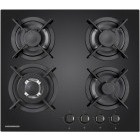 Plita incorporabila Heinner HBH-V4IWFGBK, Gaz, 4 arzatoare, Wok, Aprindere electrica integrata, Gratar fonta, 60 cm, Sticla neagra