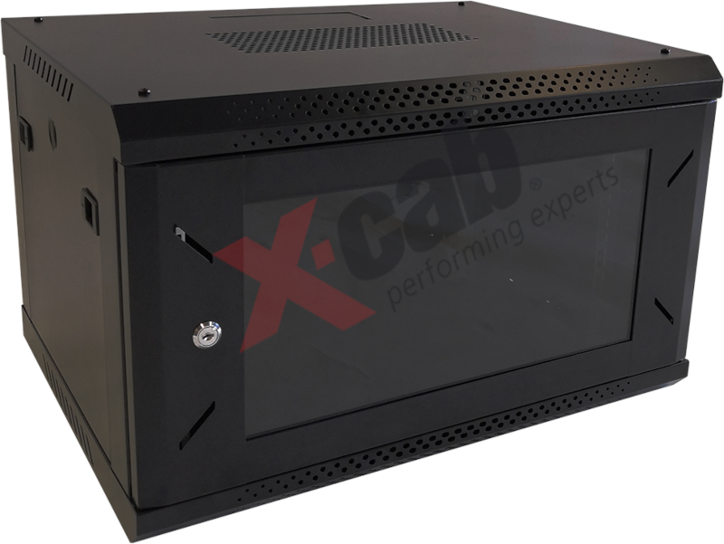 Cabinet metalic Xcab Xcab-9U45S.9004 9U, Wall mount, 600 x 450, Glass door, Negru