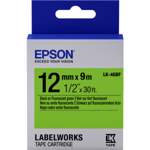 Consumabil Epson Banda etichete LK-4GBF 12 mm Black on Fluorescent Green