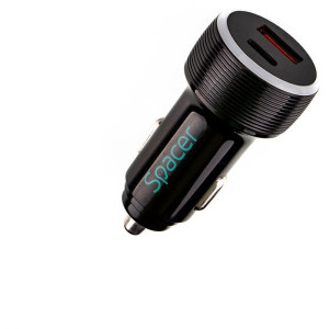 Spacer SPCC-DUOQ-01, 1x USB-C, 1x USB, Quick Charge 18W, White